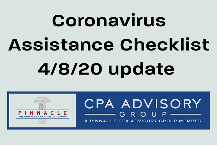 Coronavirus Assistance Checklist by Dave Krebs, CPA 4/8/20 Update