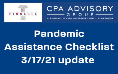 Pandemic Assistance Checklist by Dave Krebs, March 17, 2021 update